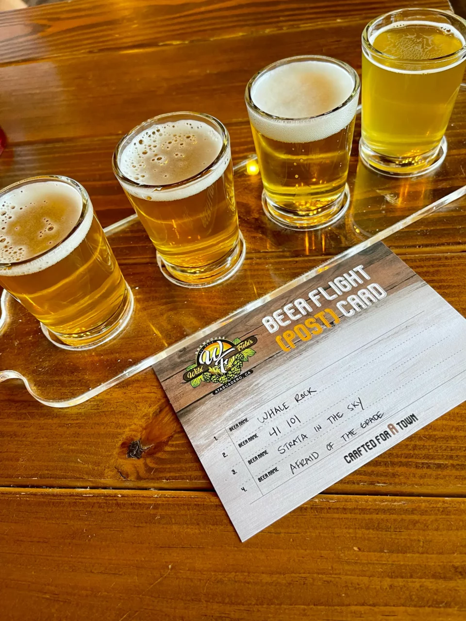 Flight of beers at Wild Fields Brewhouse