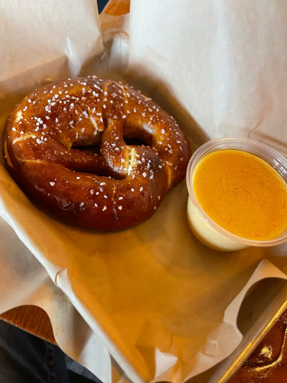 Wild Fields Brewhouse pretzel with beer cheese